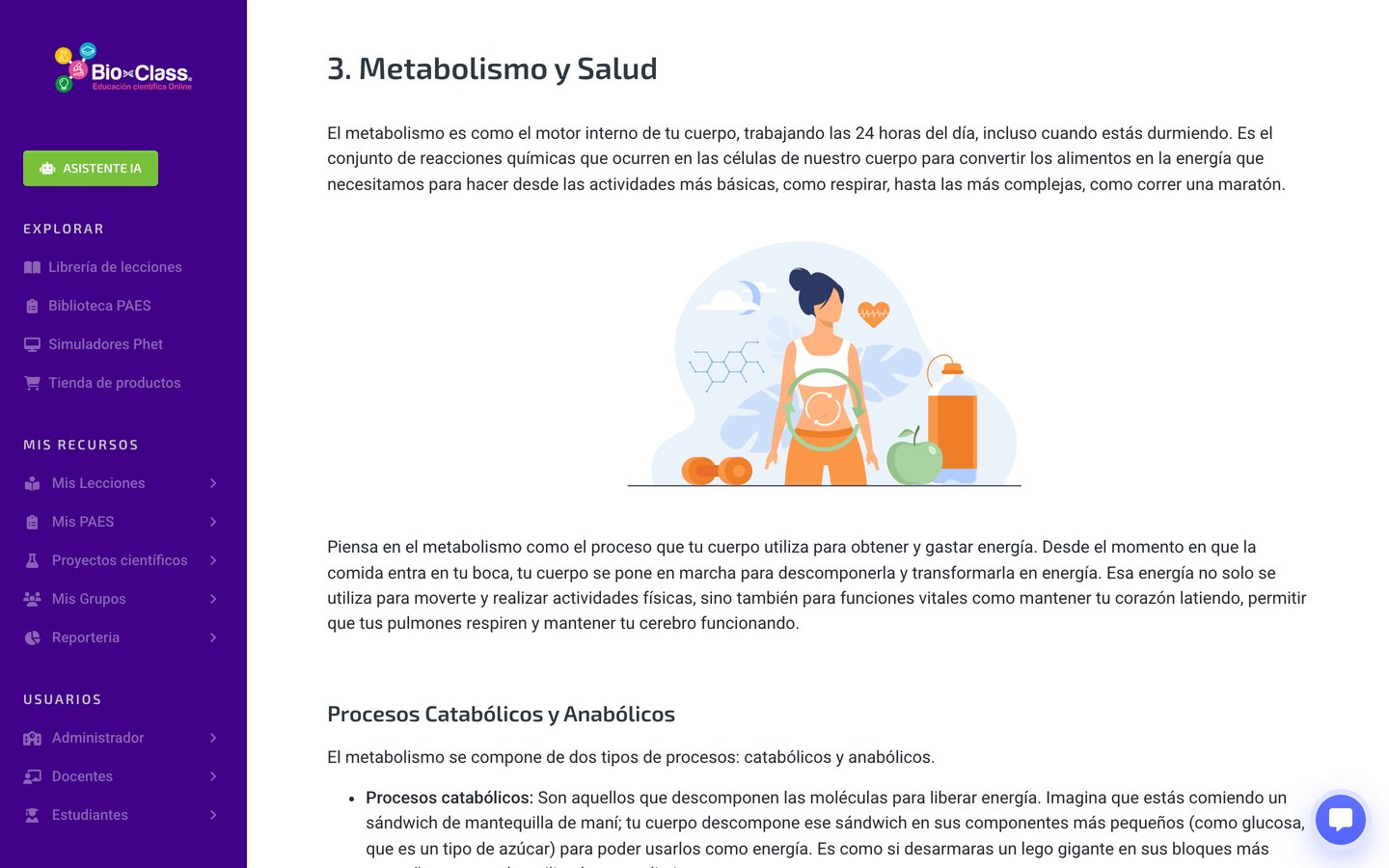 Lecciones de contenido científico.