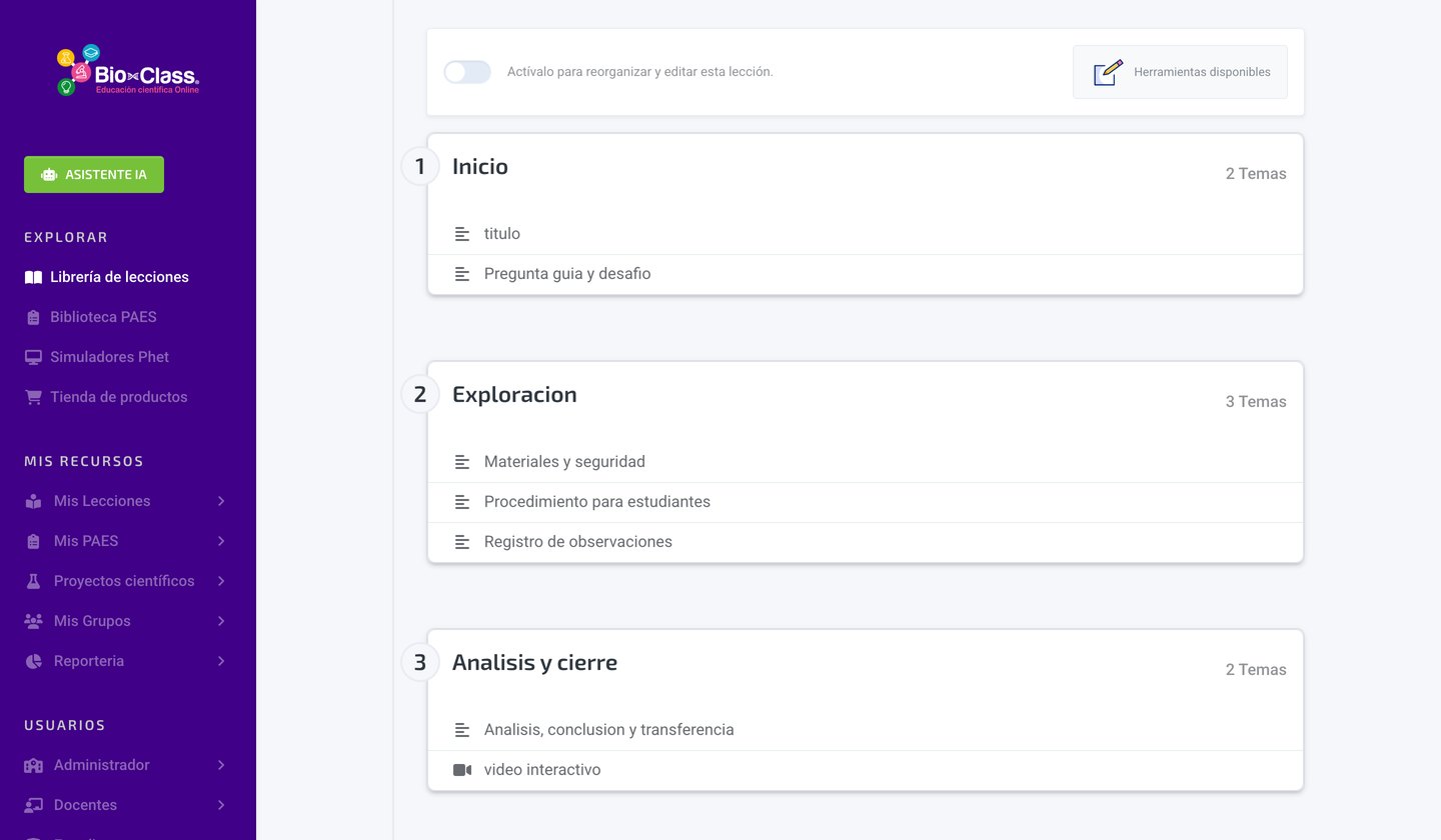 Estructura de una lección de experimentos: inicio, exploración y cierre