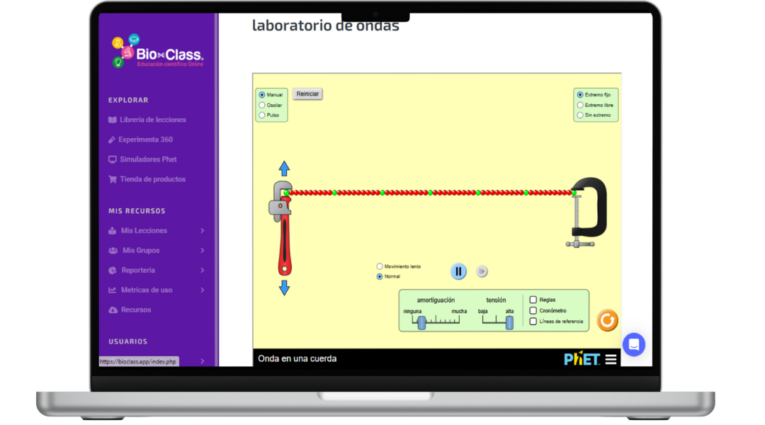 Laboratorio virtual de ondas dentro de BioClass